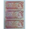 Image 1 : (3) 1974 Canadian $2 Bank Notes