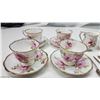 Image 4 : 4 “American Beauty” Royal Albert Teacup and Saucer sets + Sugar and Creamer Set and 9 Silver Plated 