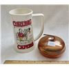 Image 1 : Comical Curling Capers "tankard" & solid copper/glass curling rock trinket dish