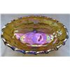 Image 2 : 12" Oval Carnival glass bowl grape design