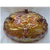 Image 3 : 12" Oval Carnival glass bowl grape design