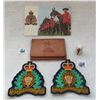 Image 1 : RCMP Memorabilia NewOldStock patches postcard, China thimble & leather billfold