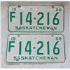 Image 1 : Pair of matched Saskatchewan license plates 1968 farm plates