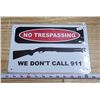 Image 1 : No Trespassing, tin sign - 8.5"x11"