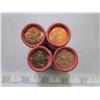 Image 2 : 4 - Mint 2007 RCM rolls of Canadian 1 cent coins - Rare! Magnetic!!