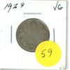 Image 1 : 1929 Canadian twenty five cent silver coin