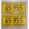 Image 1 : matching pair 1967 license plates 65-955