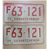 Image 1 : matching pair 1975 license plates F63-121