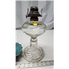 Image 4 : Clear glass oil lamp - no chimney & Blue mountain pottery bowl