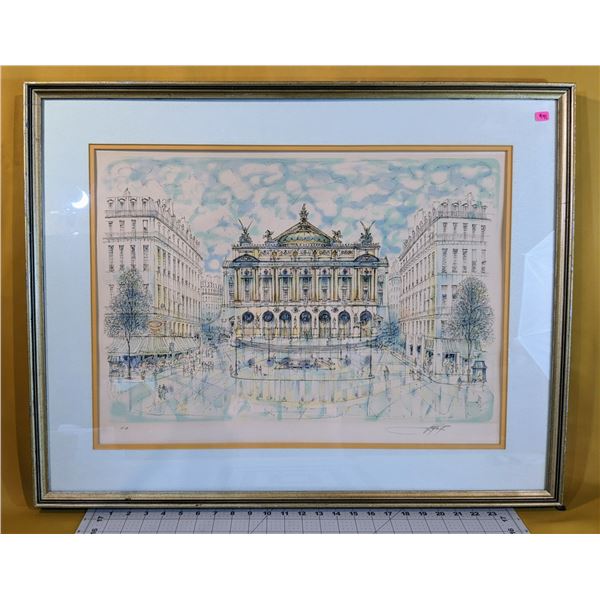 Very large (27.75  x 31 ) framed, original  lithograph  Paris Opera  by Rolf Rafflewski. Early editi