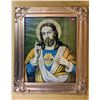 Image 1 : Large 1922 giltwood framed picture of Jesus (22" X 26").