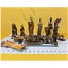 Image 1 : Old, hand-crafted and hand-painted, 14-piece nativity scene wood figurines.