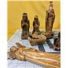 Image 2 : Old, hand-crafted and hand-painted, 14-piece nativity scene wood figurines.