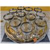 Image 1 : Eleven mid-century silver overlay, etched parfait/sherbert glasses with tray. Excellent condition.