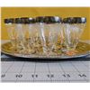 Image 2 : Eleven mid-century silver overlay, etched parfait/sherbert glasses with tray. Excellent condition.