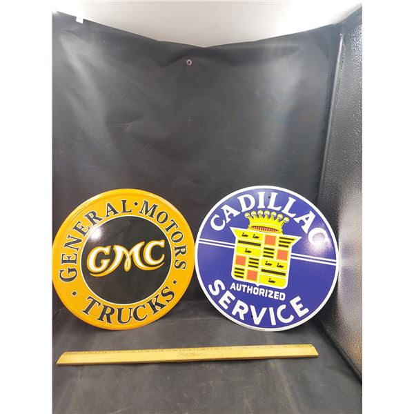 Pair Of tin Signs, Cadillac GMc