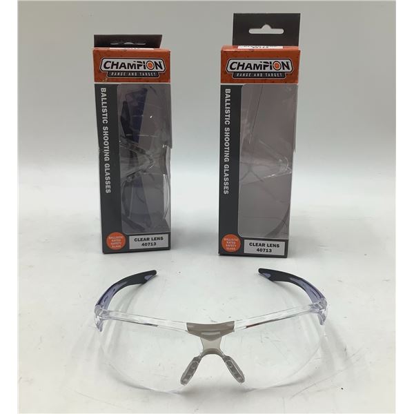 Champion Ballistic Shooting Glasses with Clear Lenses X 2, New