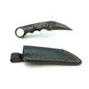 Image 1 : Fixed 2 1/2" Double Sided Blade Knife with Grey Wood Handle in Leather Belt Sheath