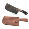 Image 1 : Fixed 7 1/4" Blade Cleaver with Wood Handle in Leather Sheath