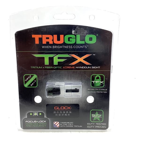 TruGlo TFX Fiber Optic Xtreme Handgun Sight for Glock 20, 21, 25, 28-32, 37, 40, 41, New