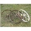 Image 1 : (3x Bid Price) (3) 25" Diameter Vintage Steel Wheels