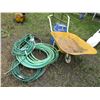 Image 2 : Powerfist 1.8 Gallon Steel Spot Sprayer, Yellow Wheel Barrow with Garden Hose