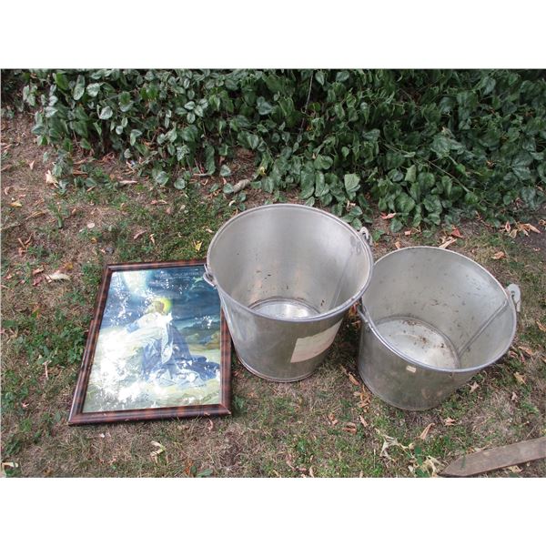 Galvanized Pails, Regiers Advertising Picture from Laird Sask.