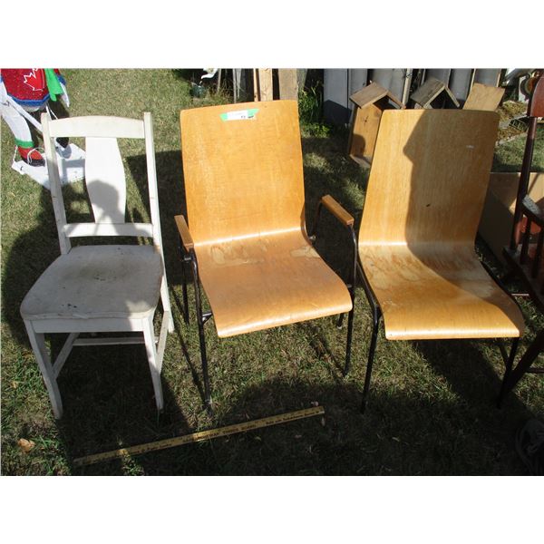(3) Wooden Chairs
