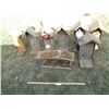 Image 1 : (3) Handmade Tea Pot Bird Houses, (3) Handmade Bird Houses, Manger