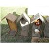 Image 2 : (3) Handmade Tea Pot Bird Houses, (3) Handmade Bird Houses, Manger