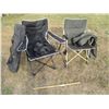 Image 1 : (2) Black Folding Lawn Chairs with Cases, (1) Brown Folding Lawn Chair with Case