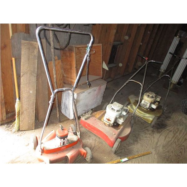 (3) Vintage Lawn Mowers (2 - Gas, 1 - Electric)