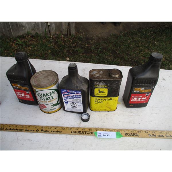 John Deere Hydrostatic Fluid, Gunk Fuel Anti-Gel, Quake State Super Blend, (2) Engine Oil 10-40