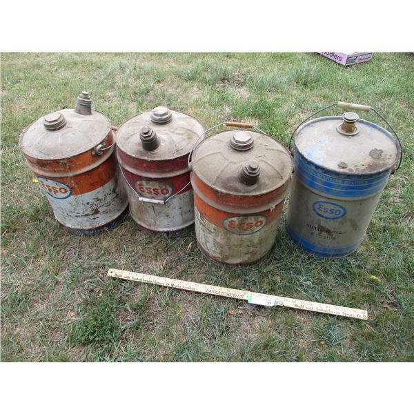 (3) Gas Pails (1) Oil Pail (Esso)