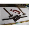 Image 1 : C-Clamp, (2) Hammers, Vintage Threading Tool