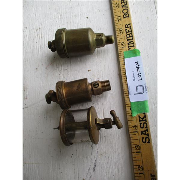 Engine Oilers (2 - Brass, 1 - Glass Insert)
