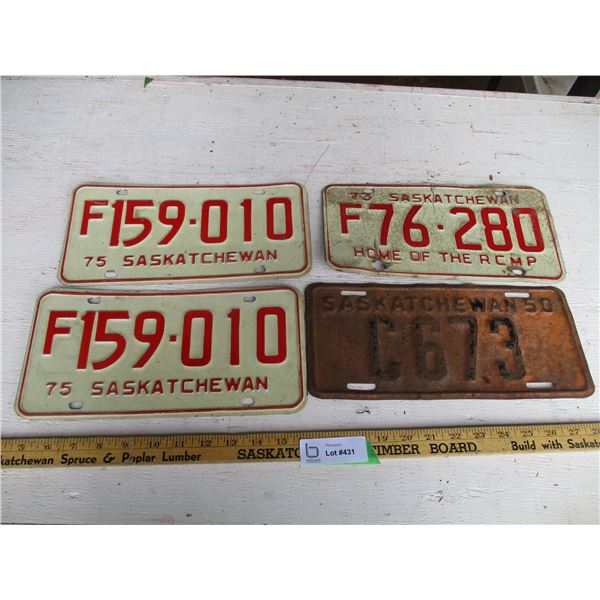 (4) License Plates (1950 Commercial Low Number Plate, 1970's Plates)