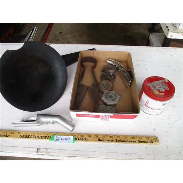 Gramophone Horn, Vintage Gas Lids, Sheep Shears, Misc.