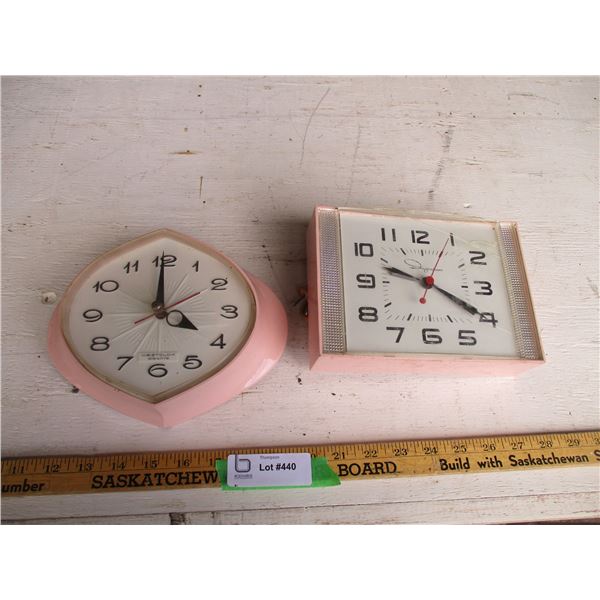 (2) Pink Electric Wall Clocks (Working)