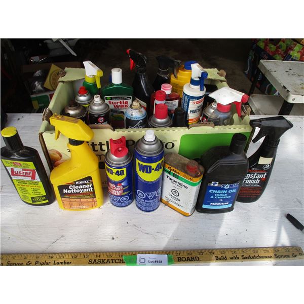 Mixed Lot of Fluids ( Mostly Partials - Cleaner, WD-40, Silicone Spray, Liquid Wrench, Etc.)