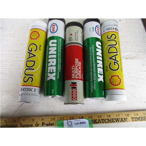 (5) Full Multi Purpose Grease Tubes (Shell, Case, Esso)