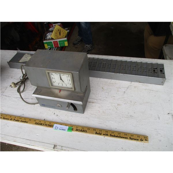 Vintage Punch Clock with Card Holder