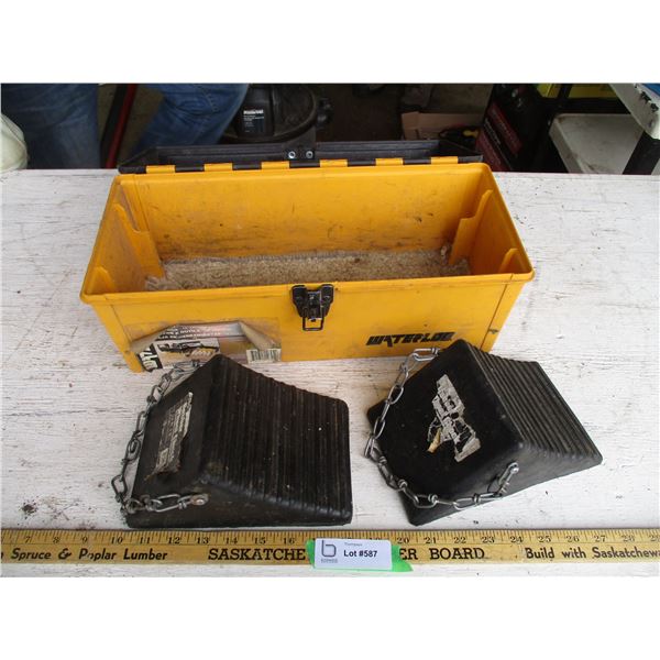 (2) Rubber Wheel Chocks, Plastic Tool Box
