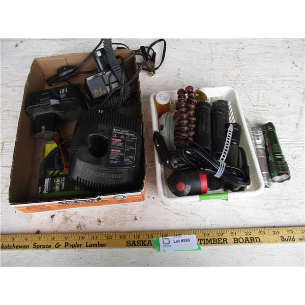 Flashlights, 18v Batteries & Charger