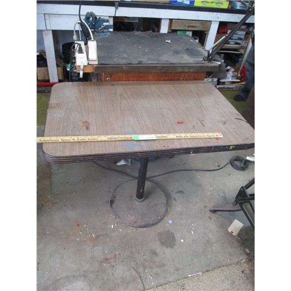 (2) Work Table Stands (1 - Iron Top with Vise, Casters, (2) Work Lights - 30 x 24", Other is 36 x 23