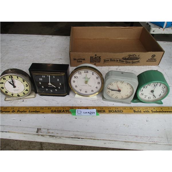(5) Alarm Clocks (Westclox Working)