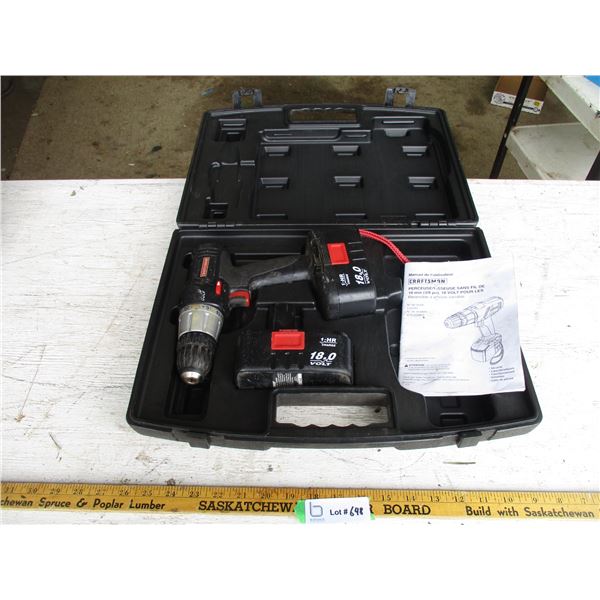 Craftsman 18v Drill with 2 Batteries & Case
