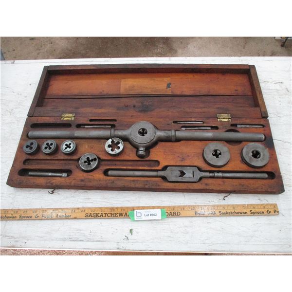 Tap & Die Set with Wooden Case (Not Complete)