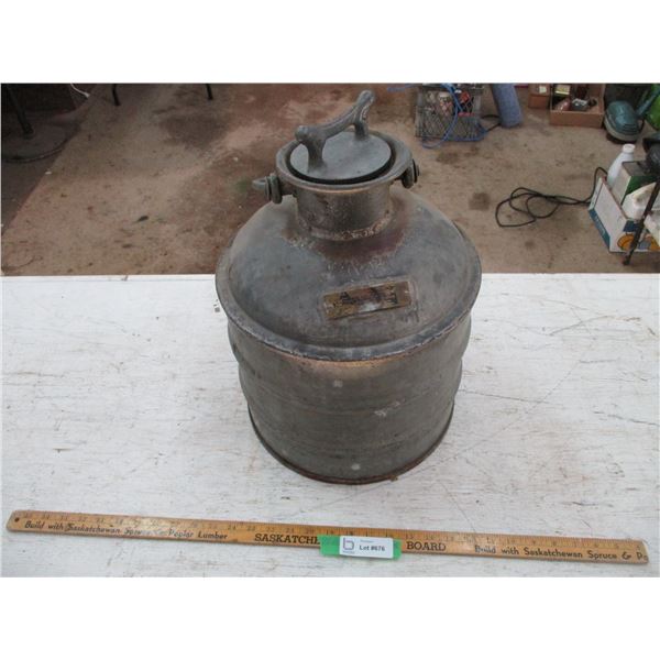 Vintage Westeel 5 Gallon Fuel Container with Brass Tag (Has Lid)