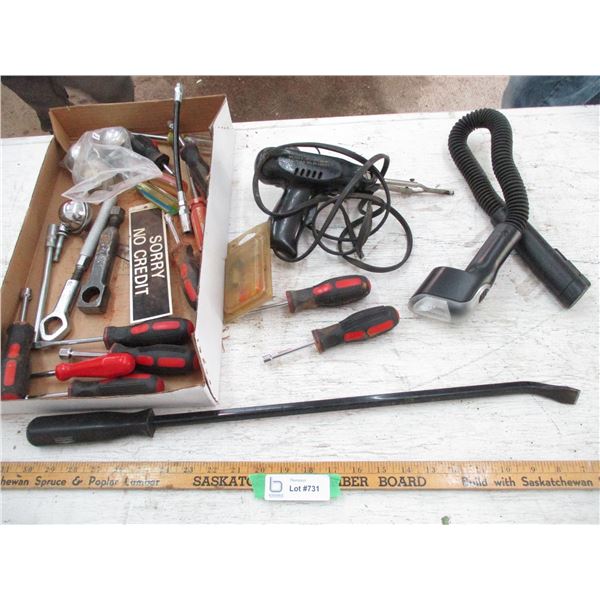 Nut Drivers, Snake Flashlight, Prybar, Soldering Gun, Misc.